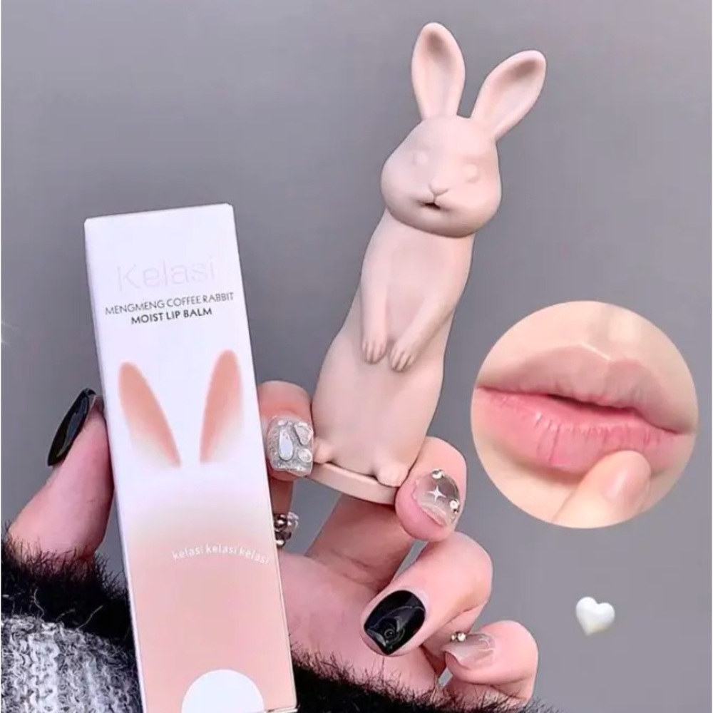 Coffee Brown Bunny Rabbit Shaped Un-Flavored Novelty Lip Gloss Lipstick Scented